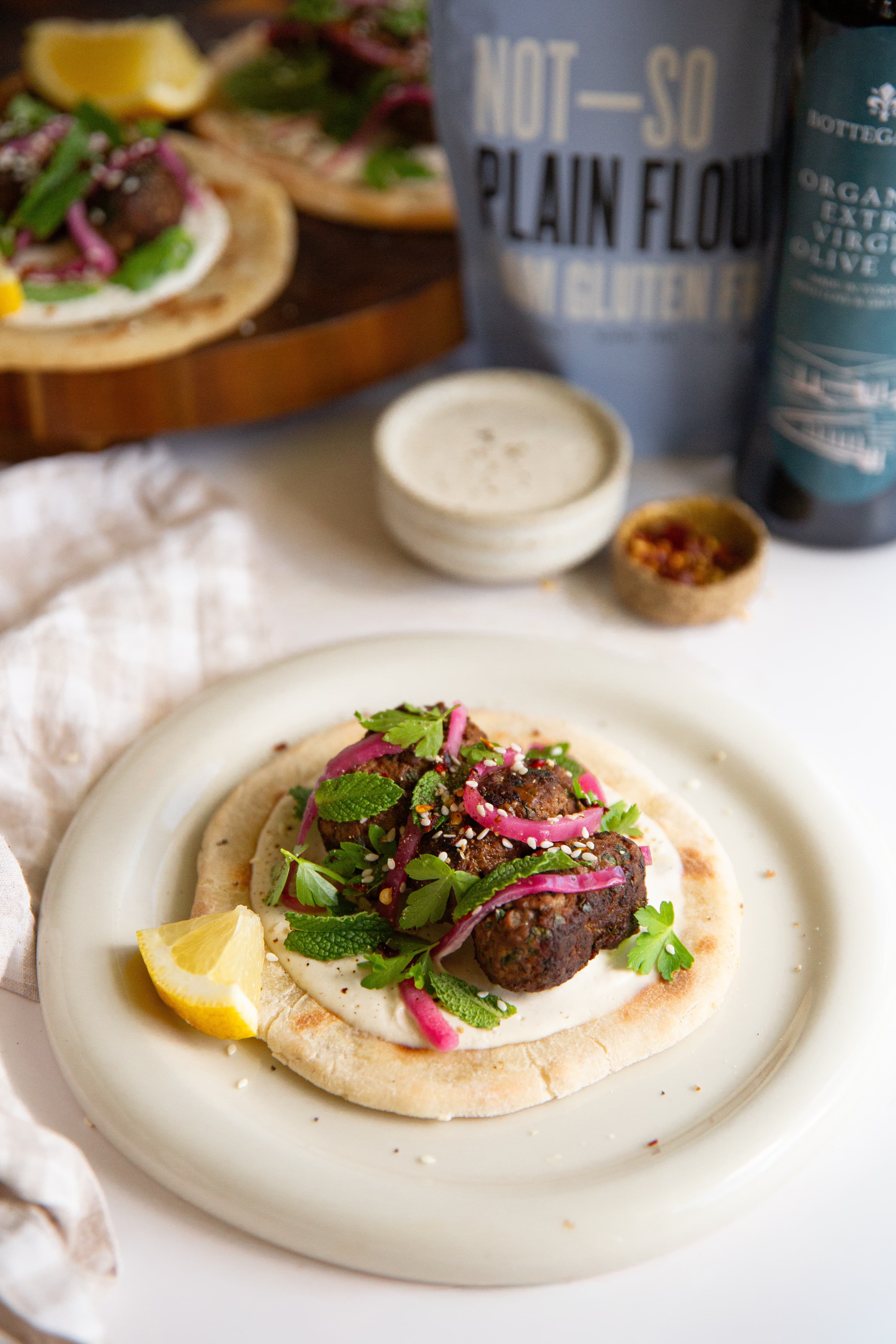 Greek Lamb Koftas with Flatbread (GF)