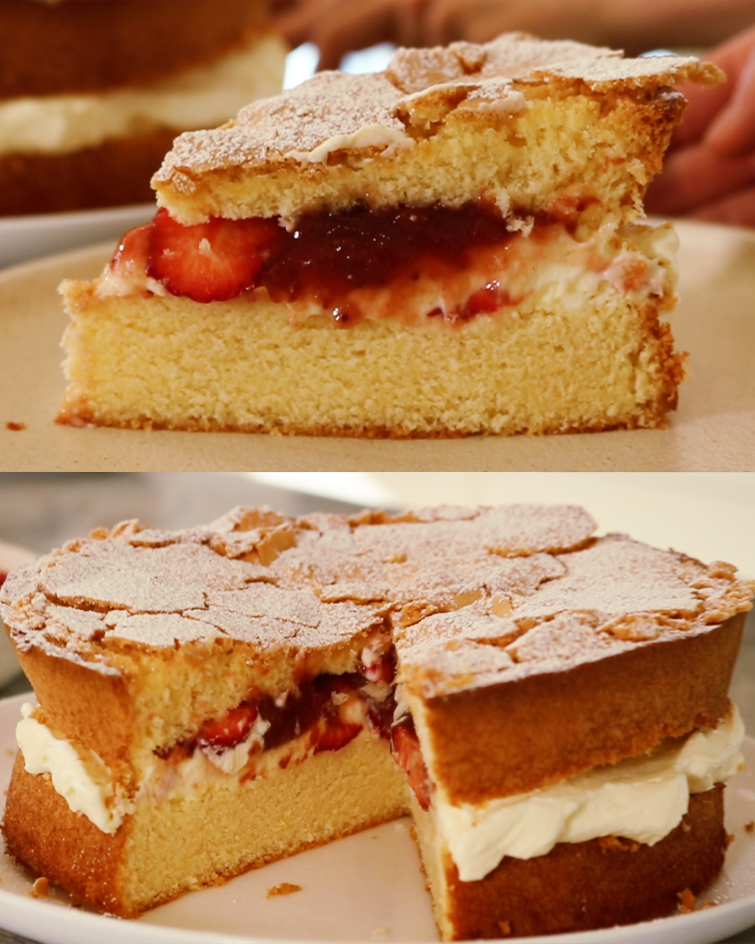 Strawberries & Cream Sponge Cake (GF)