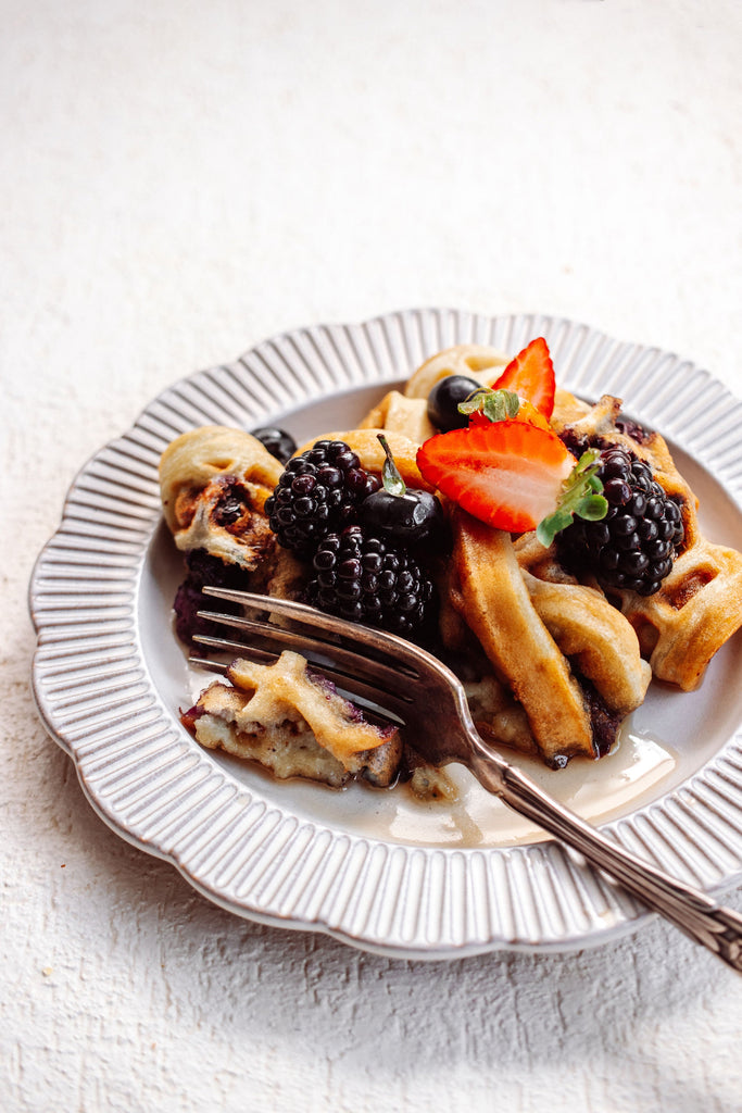 Gluten Free, Dairy Free Organic Blueberry Waffles Recipe by Rebecca
